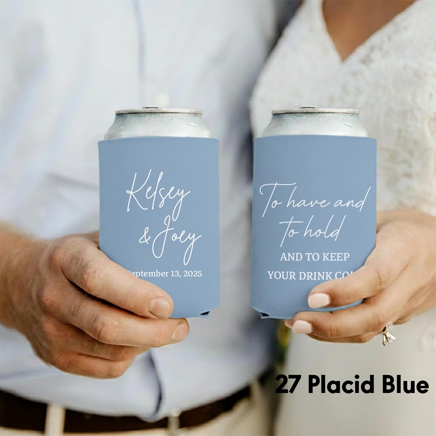 100 PCS Customized Wedding Can Coolers Personalized Wedding Favors Monogram Can Holders (Custom
